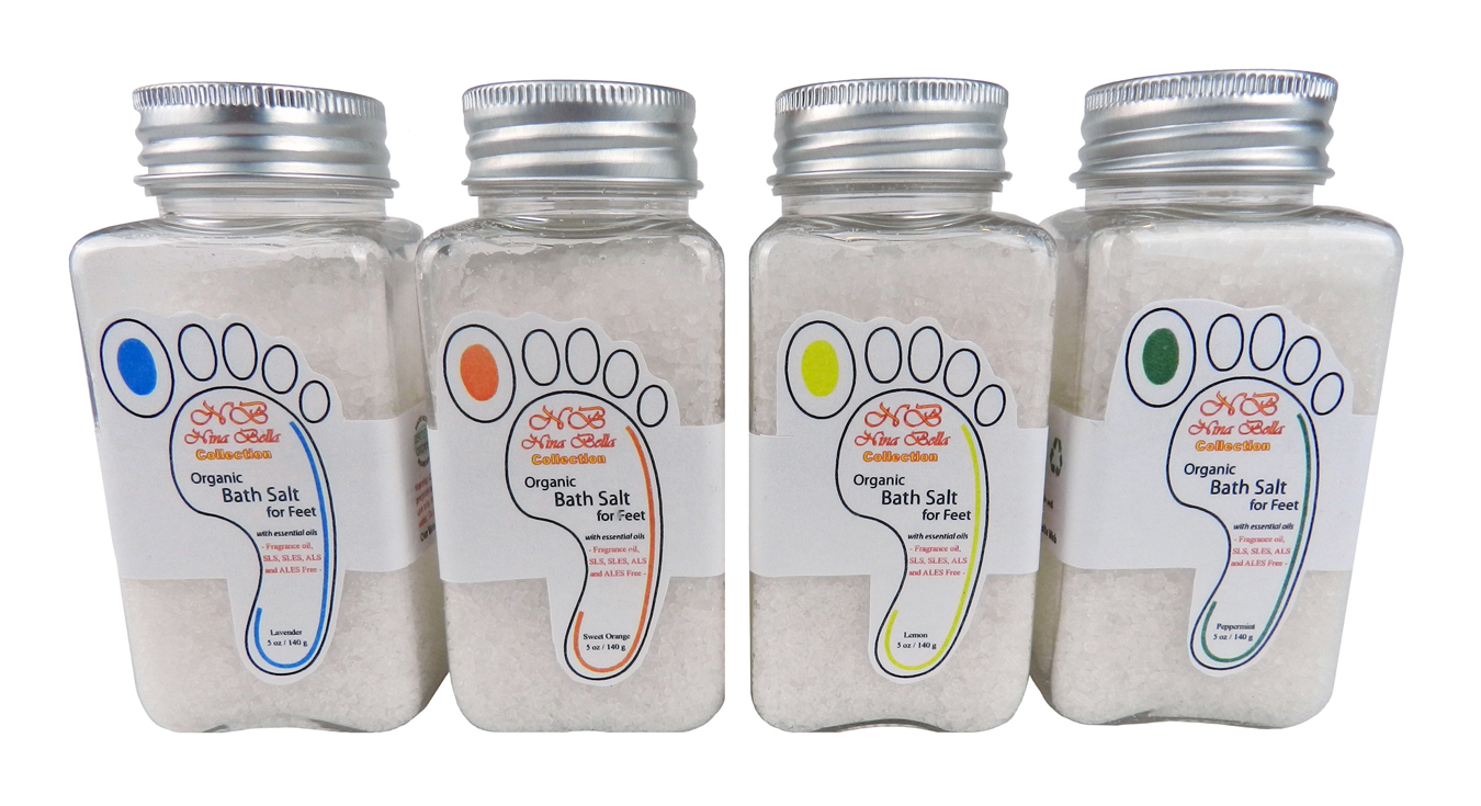 Organic 4 Pack Bathing Salt Sets for Feet